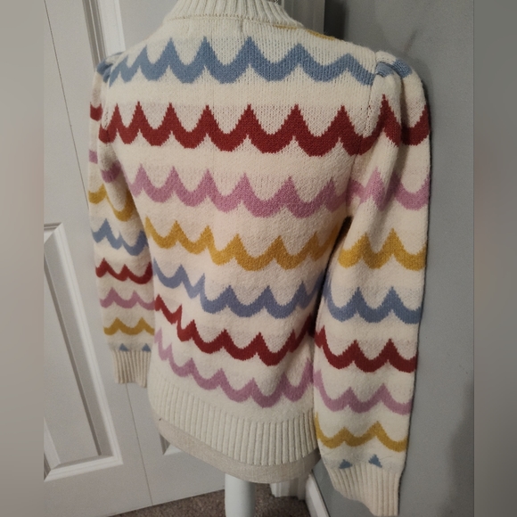 💕 EUC Greylin Brand Janey Ivory Wave Retro Look Fitted Sweater, Ladie's, Small - Picture 9 of 15
